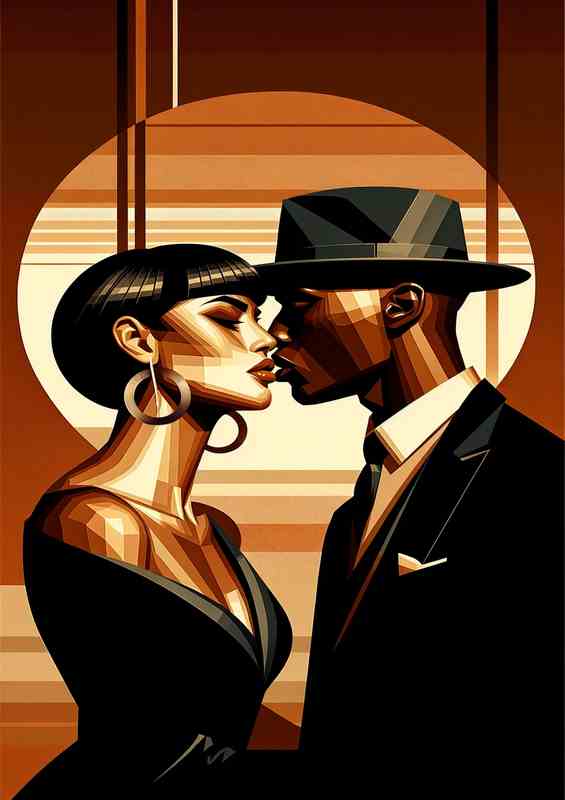 Man and a Woman in an intimate moment nearly kissing | Metal Poster
