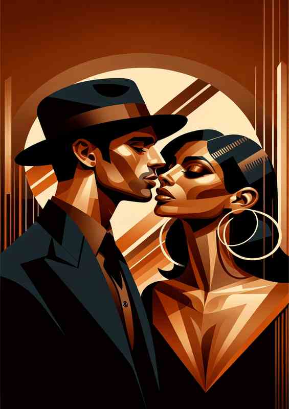 Man and a woman in the moment kissing | Metal Poster
