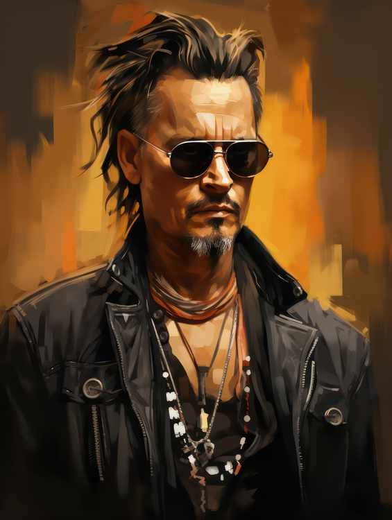Caricature of Johnny Depp cool look | Metal Poster