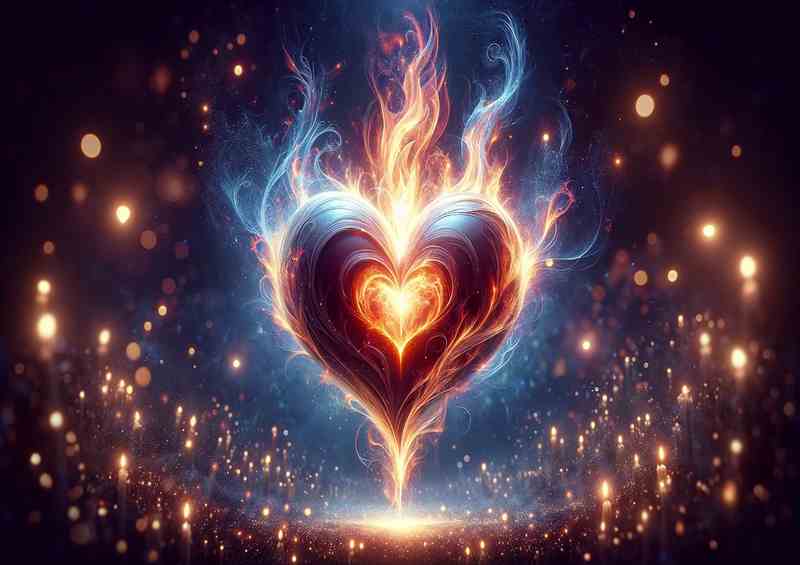 Eternal Love Heart Ablaze Metal Poster