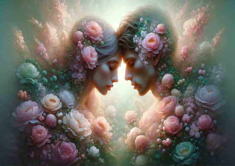 Ethereal Love Floral Embrace in | Metal Poster