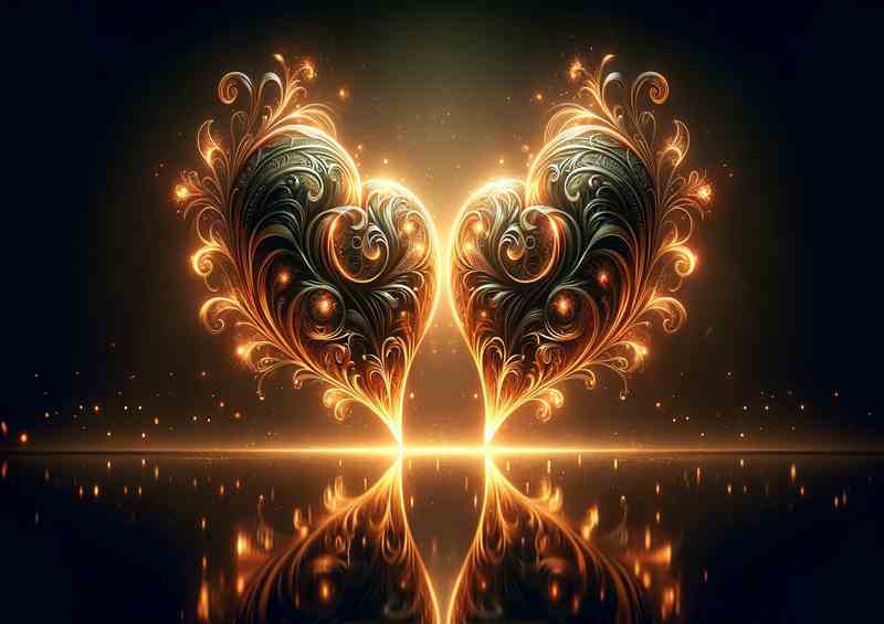 Flames Eternal Love Heart Illustration | Metal Poster