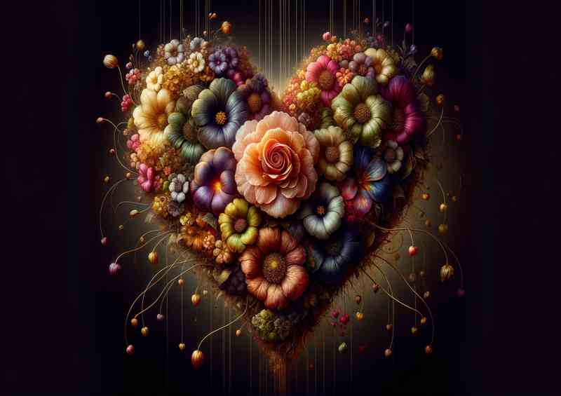 Floral Affection Heart of Blooming Love | Metal Poster