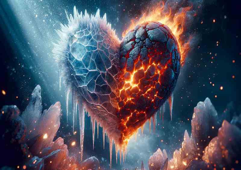 Fragile Heart Ice and Fire Fusion featuring a heart | Metal Poster
