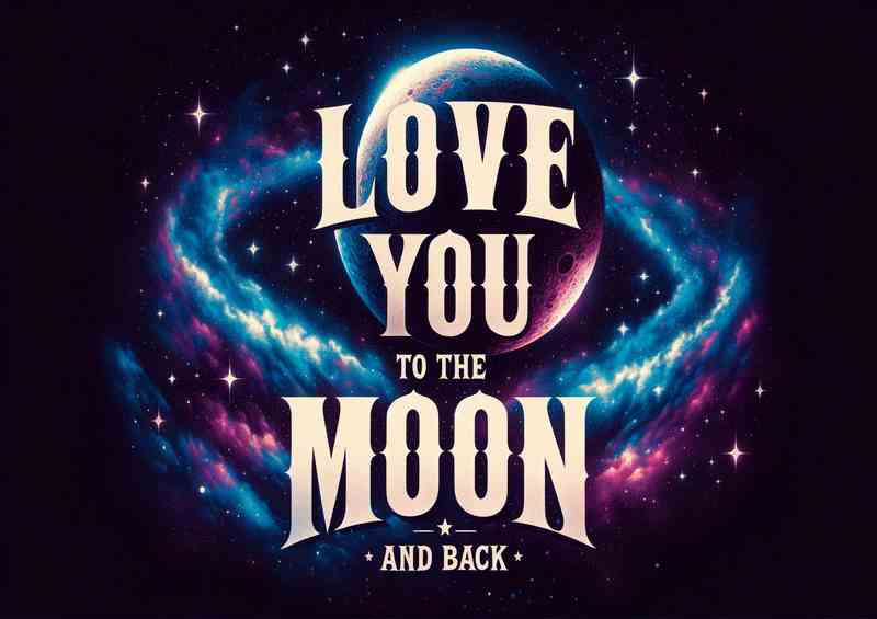 Galactic Romance Love You To The Moon And Back Bold Art | Metal Poster