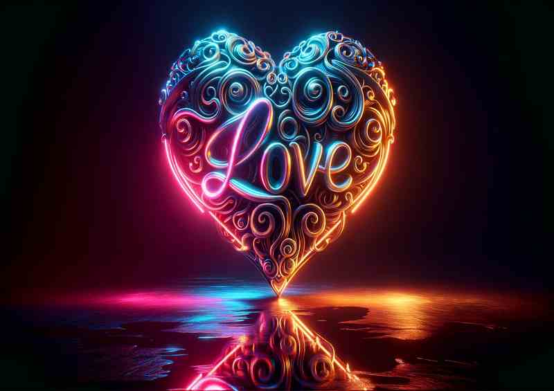 Glow Love Embossed Heart Sculpture | Metal Poster