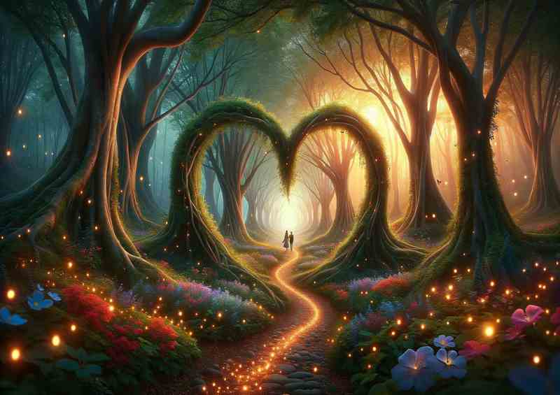 Harmony in Love Enchanted Forest Heart Path | Metal Poster