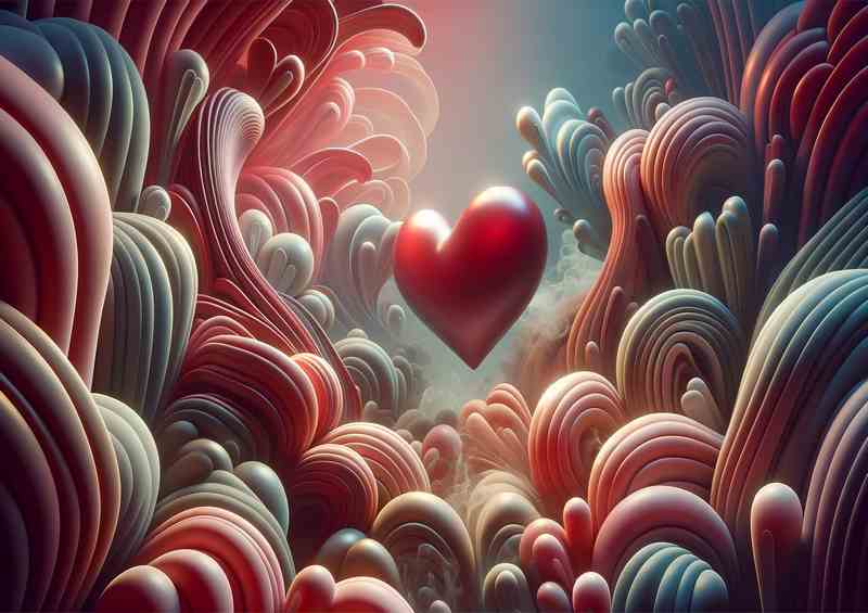 Love Heart Organic Forms Illustration | Metal Poster