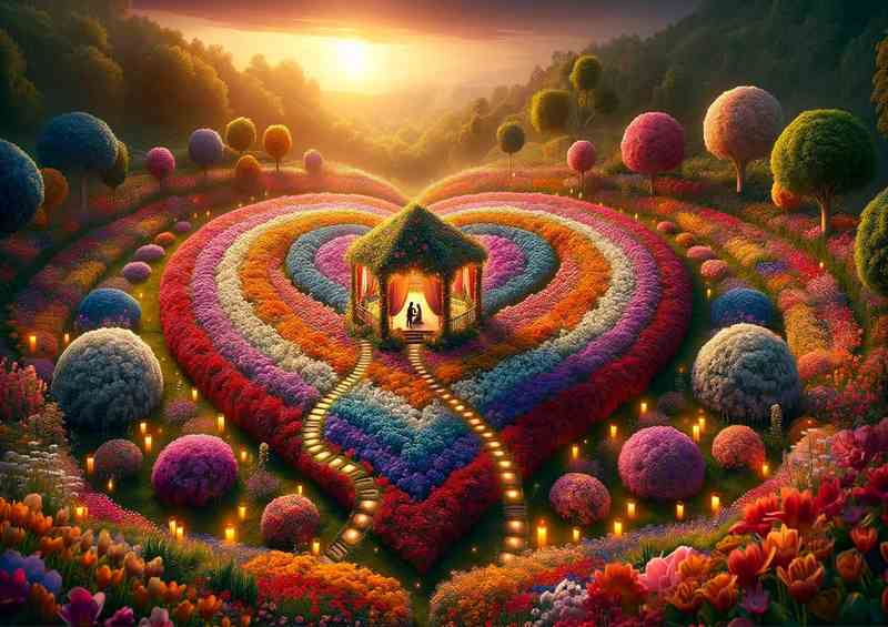 Love Magical Floral Heart Garden enchanting garden | Metal Poster