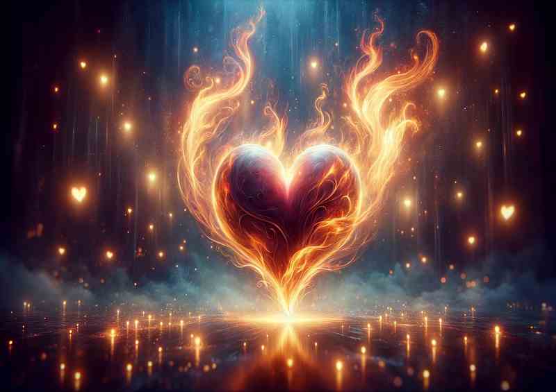 Romantic Heart Ablaze Metal Poster
