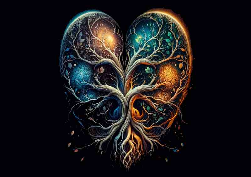 Mystical Heart Tree Life Abstract Painting | Metal Poster