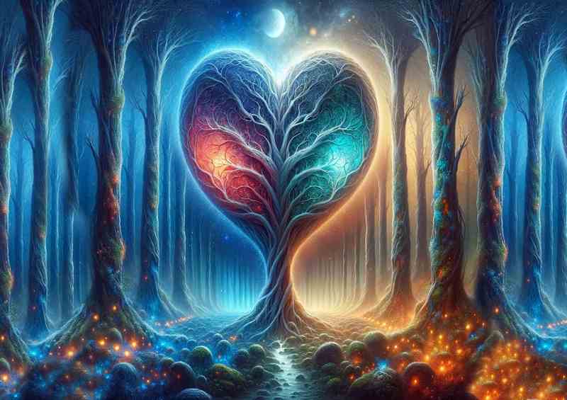 Mystical Heart Tree Life Vivid Painting | Metal Poster