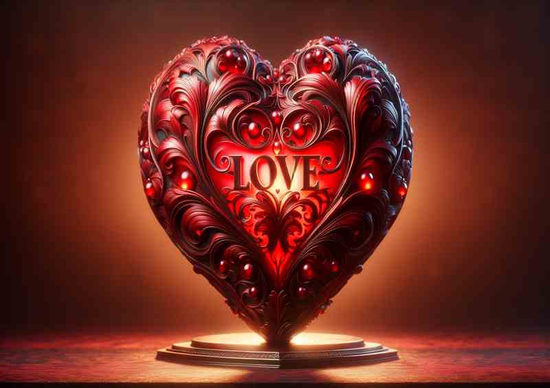 Passion Radiant Heart Ornamental heart shaped sculpture | Metal Poster