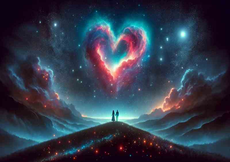 Passion Starlit Heart Nebula Sky Metal Poster