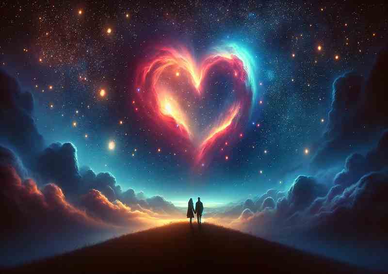 Passion Starlit Heart Nebula Sky starlit night sky | Metal Poster