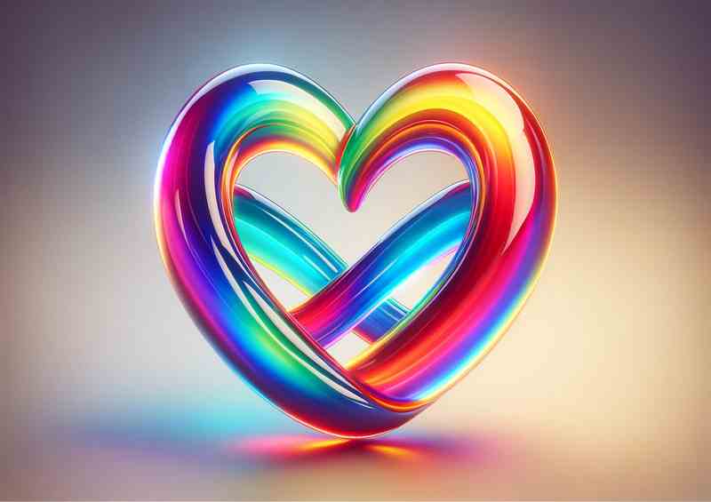 Radiant Glass Art Colorful Infinity Heart Symbol Metal Poster