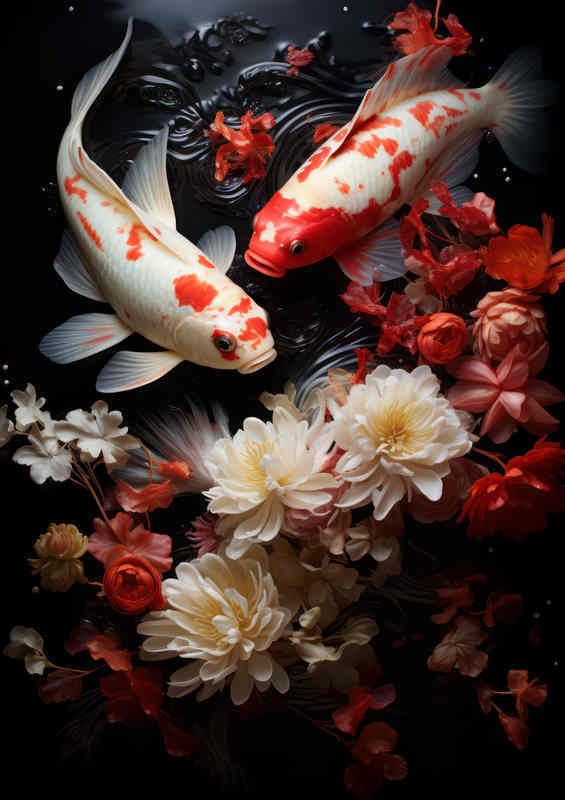 Koi Carp japanese fish swimming | Metal Poster