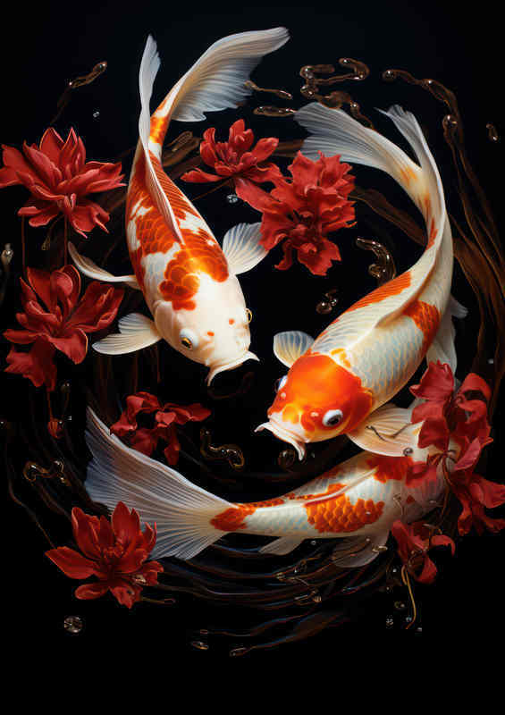 Koi Carp swimming majestically in the water | Metal Poster