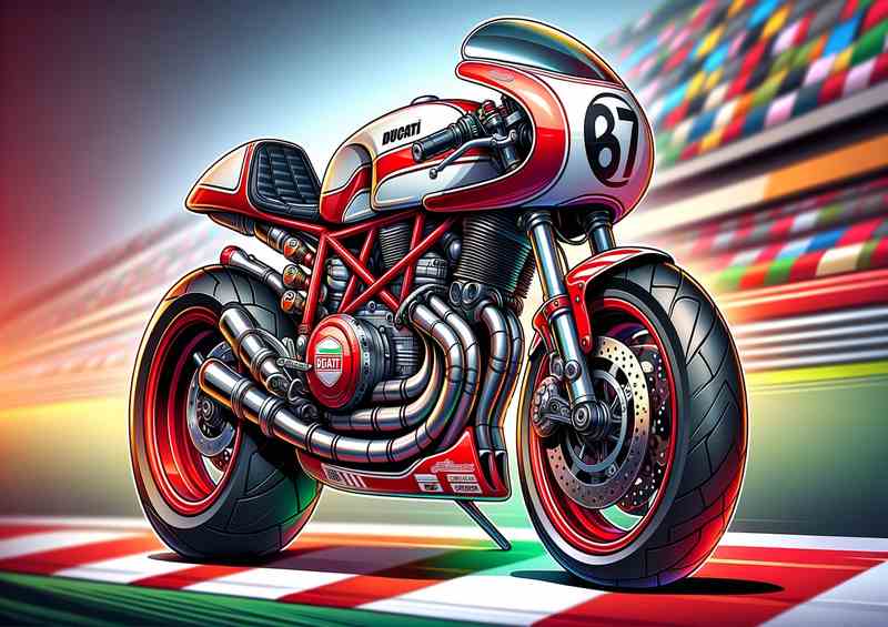 Cartoon Ducati 350 Desmo Art | Metal Poster