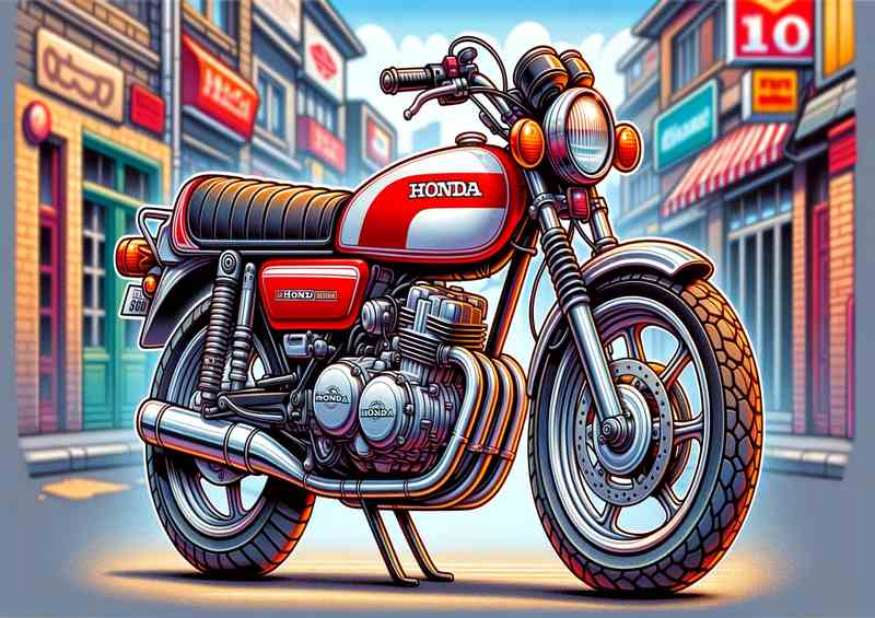 Cartoon Honda 90 Motorcycle Art | Metal Poster
