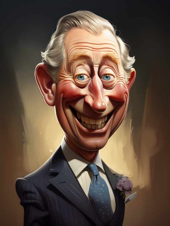 Caricature of Prince Charles king | Metal Poster