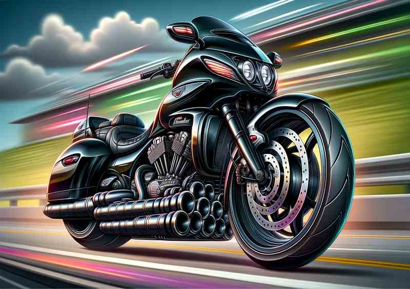 Cartoon Honda Blackbird Motorcycle Art | Metal Poster