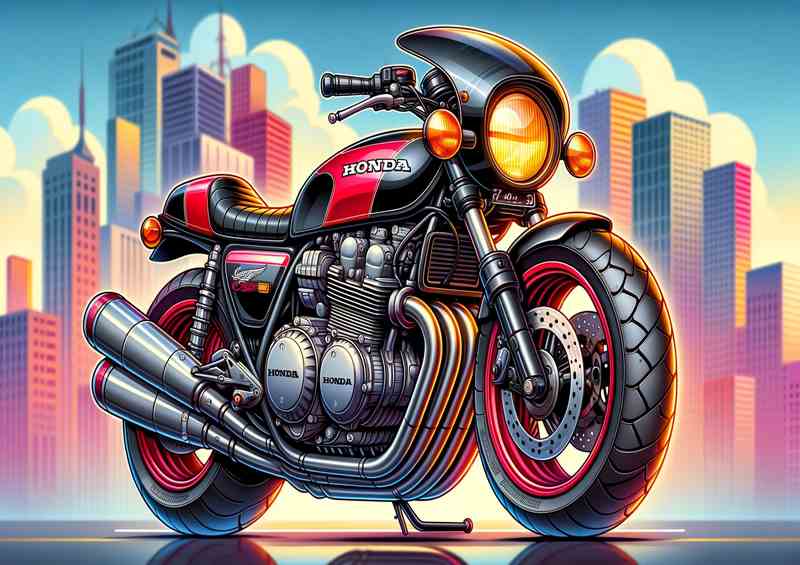 Cartoon Honda CB750F Art | Metal Poster