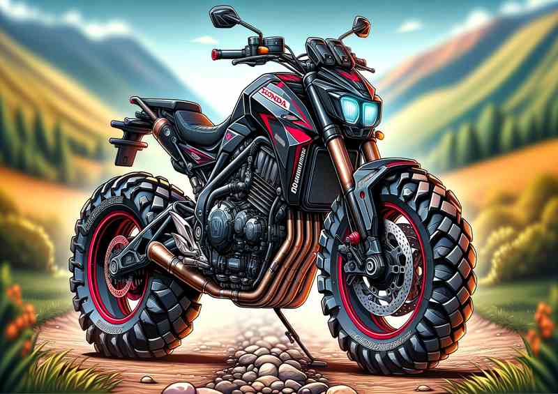 Cartoon Honda Dominator 650 Motorcycle Art | Metal Poster