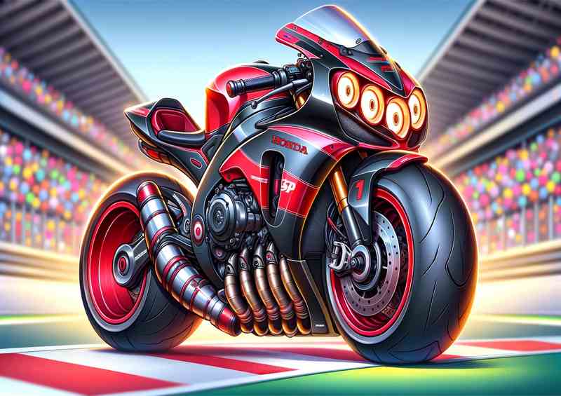 Cartoon Honda SP1 Motorcycle Art | Metal Poster