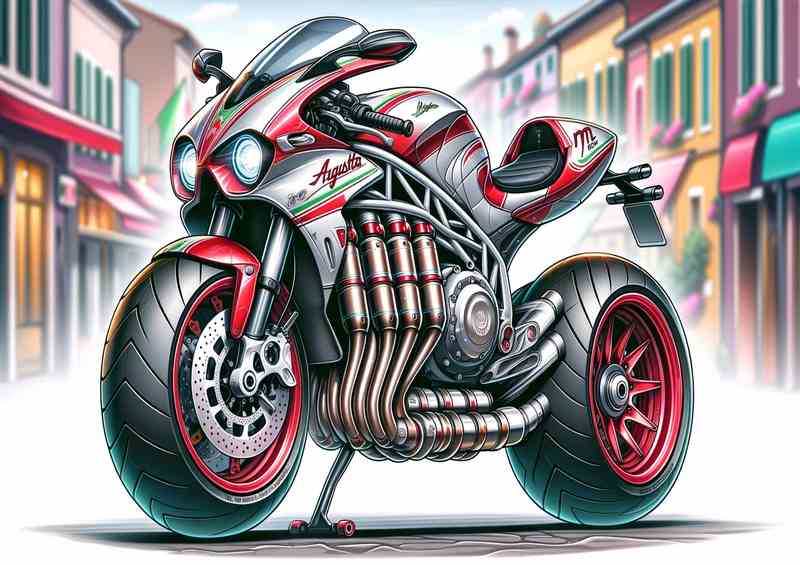 Cartoon MV Agusta 600GT Motorcycle Art | Metal Poster