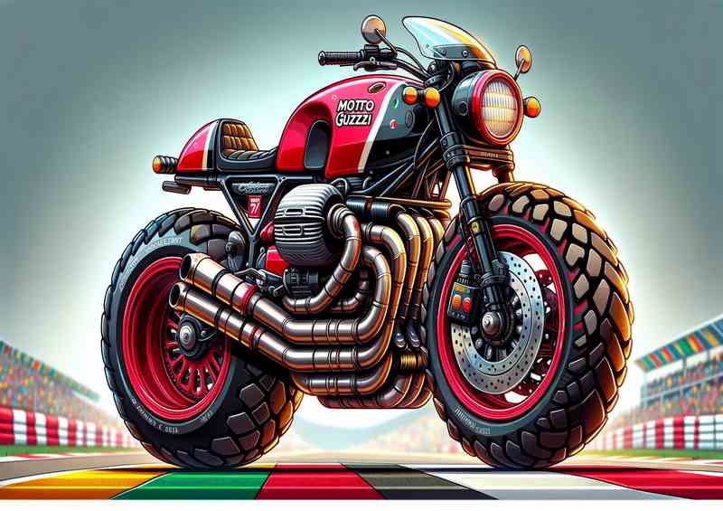 Cartoon Moto Guzzi Le Mans Motorcycle Art_ | Metal Poster