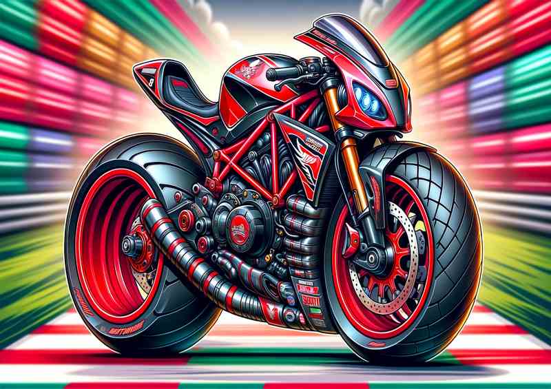 Cartoon Moto Morini 350 Sport Motorcycle Art | Metal Poster