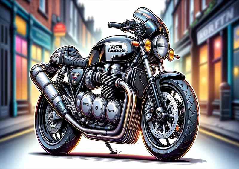 Cartoon Norton Commando 961 Motorcycle Art | Metal Poster