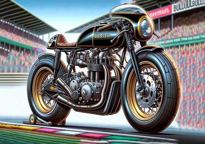 Cartoon Velocette Thruxton Motorcycle Art | Metal Poster