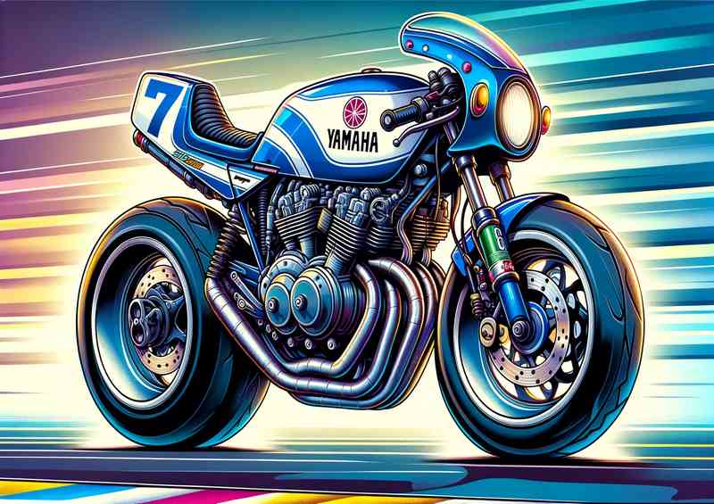 Cartoon Yamaha RD350LC Motorcycle Art | Metal Poster