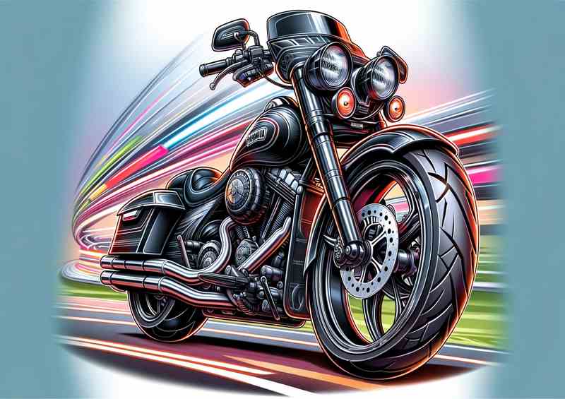 Cartoon Yamaha Road Star Motorcycle Art | Metal Poster