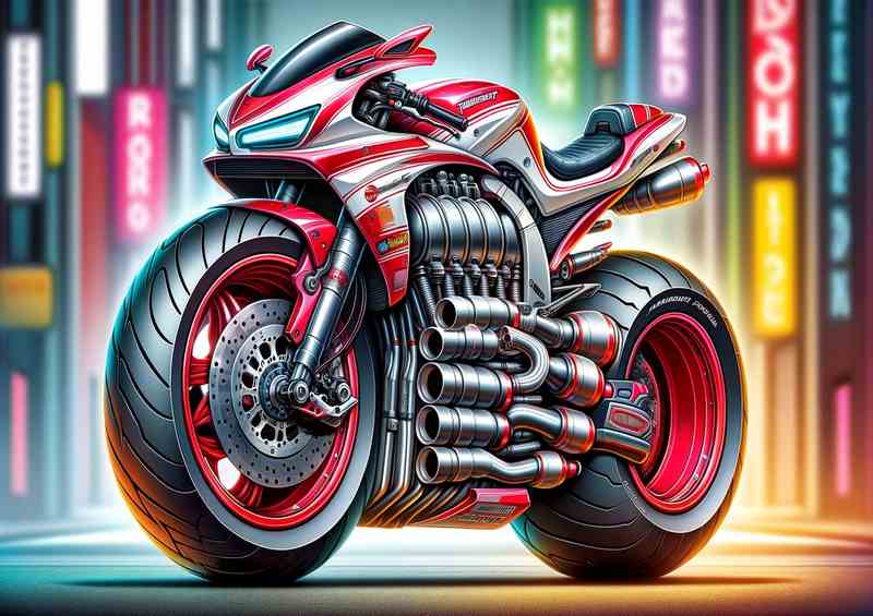 Cartoon Yamaha Thundercat Motorcycle Art | Metal Poster
