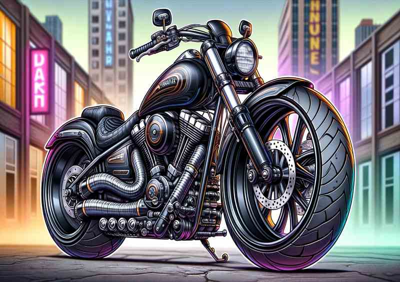 Cartoon Yamaha Virago Motorcycle Art | Metal Poster