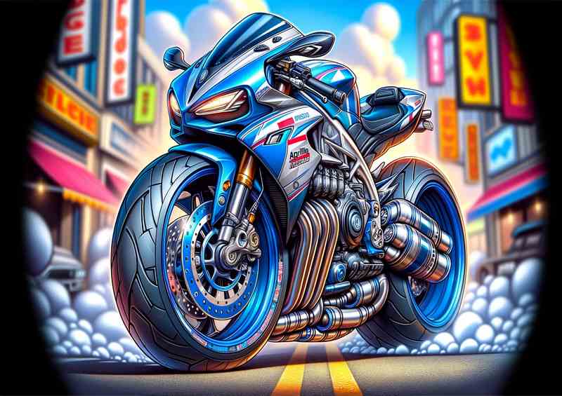 Cool Cartoon Aprilia Tuono Motorcycle Art | Metal Poster