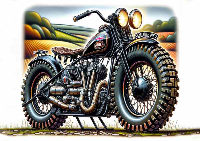 Cool Cartoon Ariel Square 4 MK2 Motorcycle Art | Metal Poster