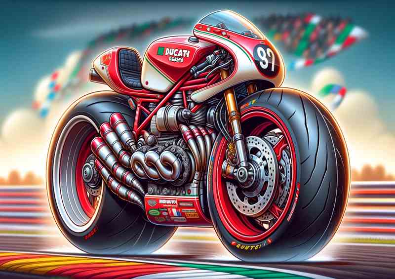 Cool Cartoon Ducati 350 Desmo Art | Metal Poster