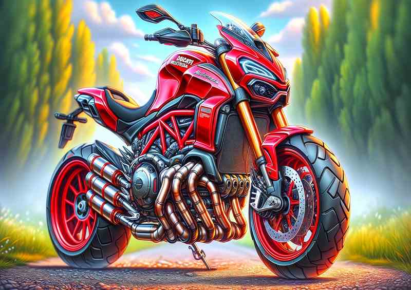 Cool Cartoon Ducati Multistrada Motorcycle Art_ | Metal Poster