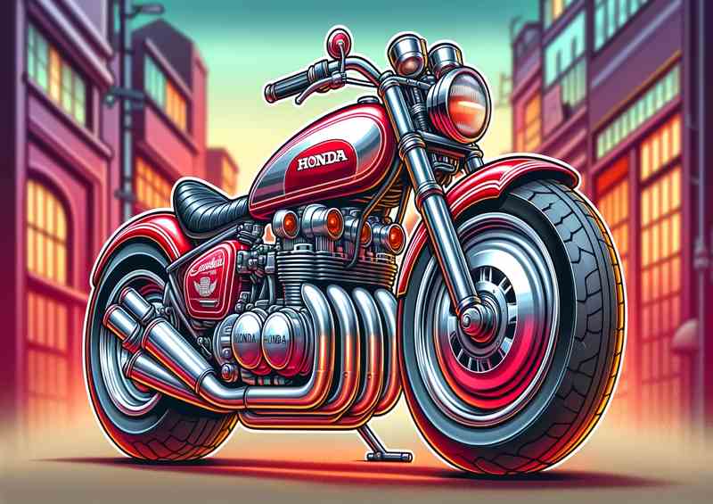 Cool Cartoon Honda 400 Four Motorcycle Art | Metal Poster