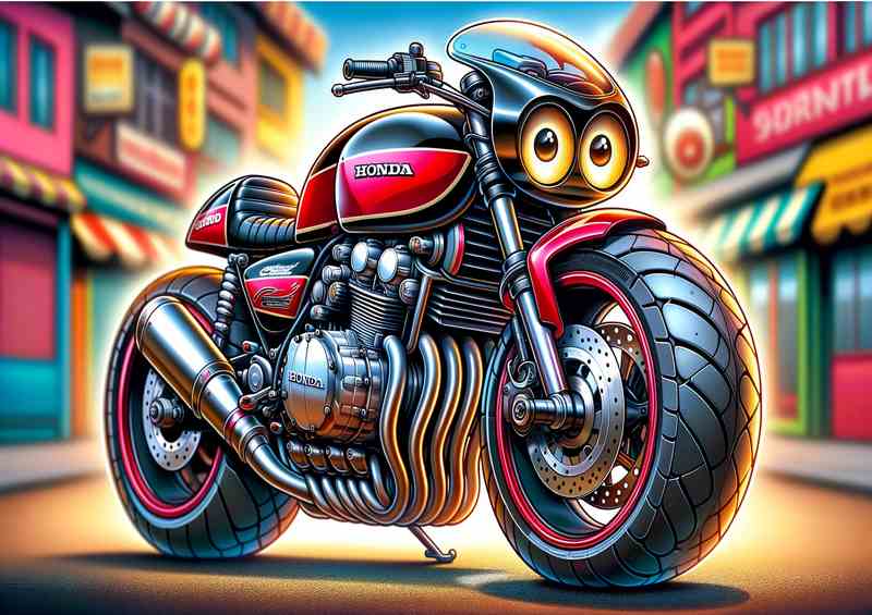 Cool Cartoon Honda CB750F Art | Metal Poster
