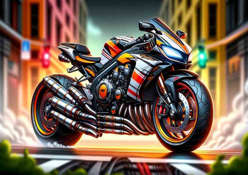 Cartoon Honda CBR900R Urban Tiger Fireblade Metal Poster