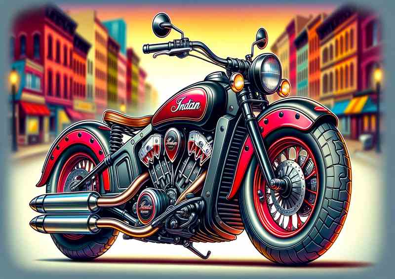 Cool Cartoon Indian Scout Motorcycle Art | Metal Poster
