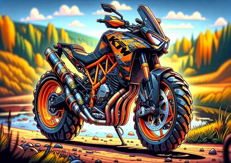 Cool Cartoon KTM 1190 Motorcycle Art | Metal Poster