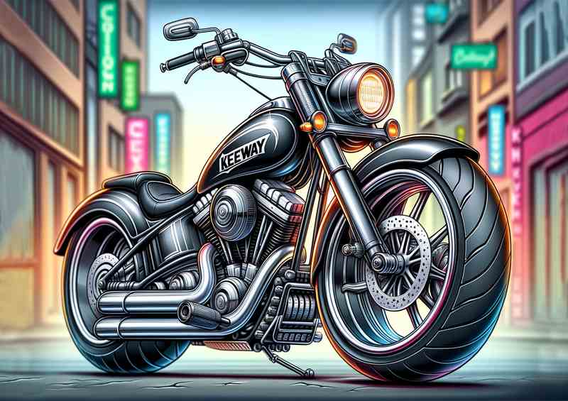 Cool Cartoon Keeway Cruiser 250 Motorcycle Art | Metal Poster