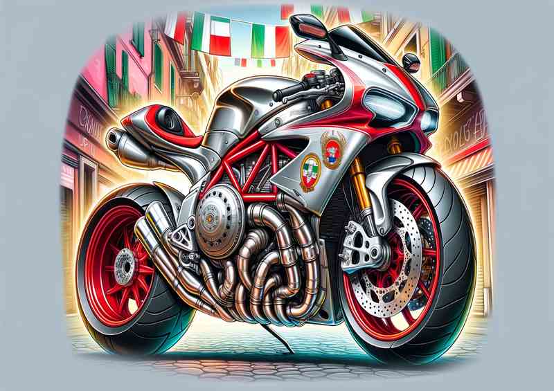 Cool Cartoon MV Agusta 600GT Motorcycle Art | Metal Poster