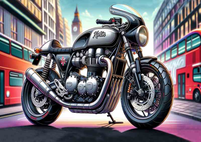 Cool Cartoon Norton Commando 961 Motorcycle Art | Metal Poster
